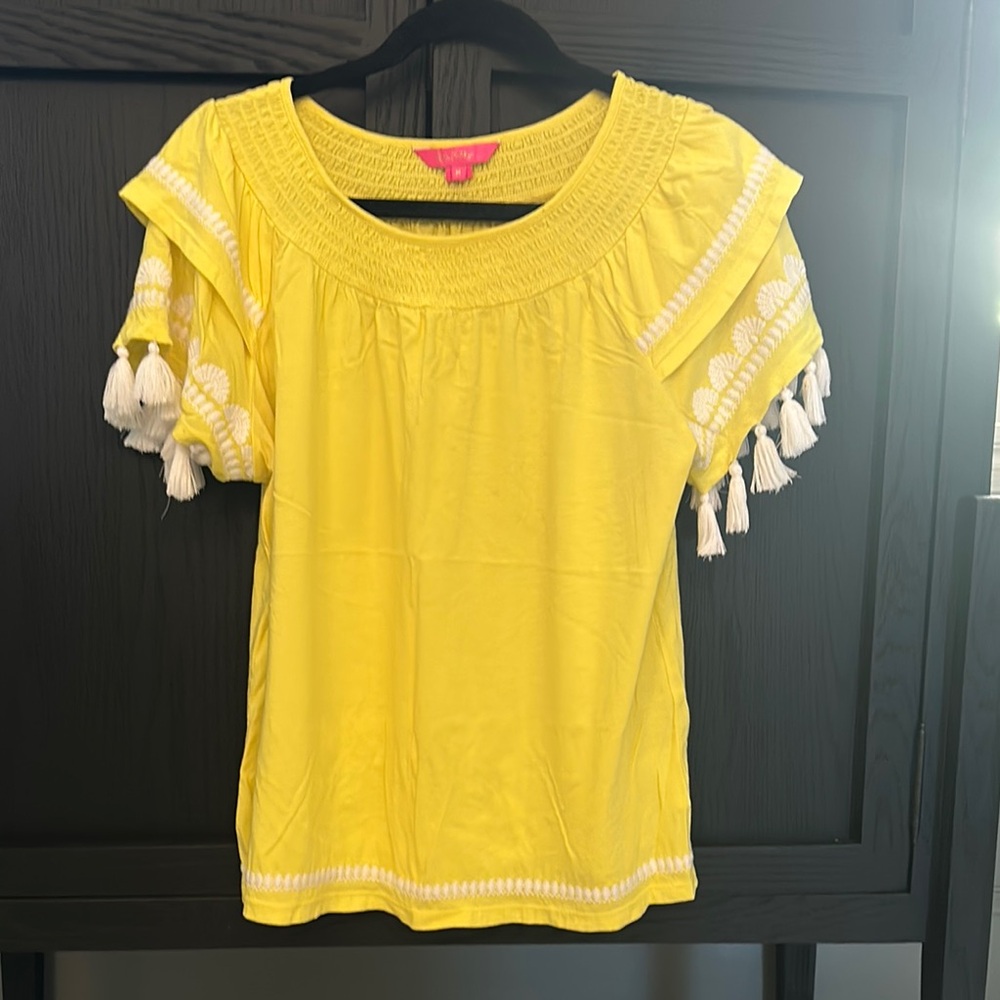 Yellow Tassel Trim Women's Top